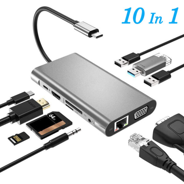 USB Type C to HDMI Ten in one expansion dock usb dock - Image 3