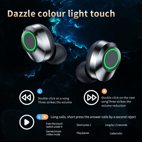 YD03 Wireless Bluetooth Headset TWS Large Screen Smart Digital Display In Ear Breathing Light - Image 3