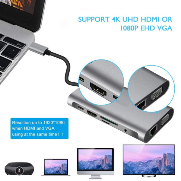 USB Type C to HDMI Ten in one expansion dock usb dock - Image 4