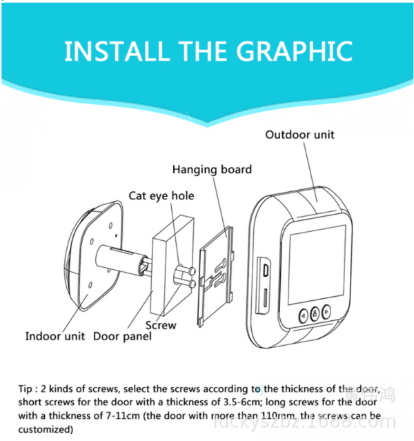 2.4 Inch Security Smart Doorbell Peephole Camera Electronic Cat Eye - Image 3