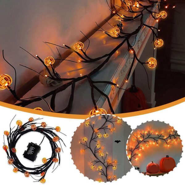 Halloween LED Willow Vine String Light Cool Cartoon Bat Pumpkin Decoration For Indoor Outdoor Party House Decor - Image 2